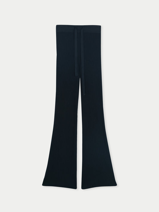 Rippenhose mit Kordelzug aus Baumwoll-Seiden-Kaschmir-Mischung