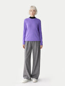 Damen Basic R-Ausschnitt Pullover Dusted Peri | GOBI Cashmere