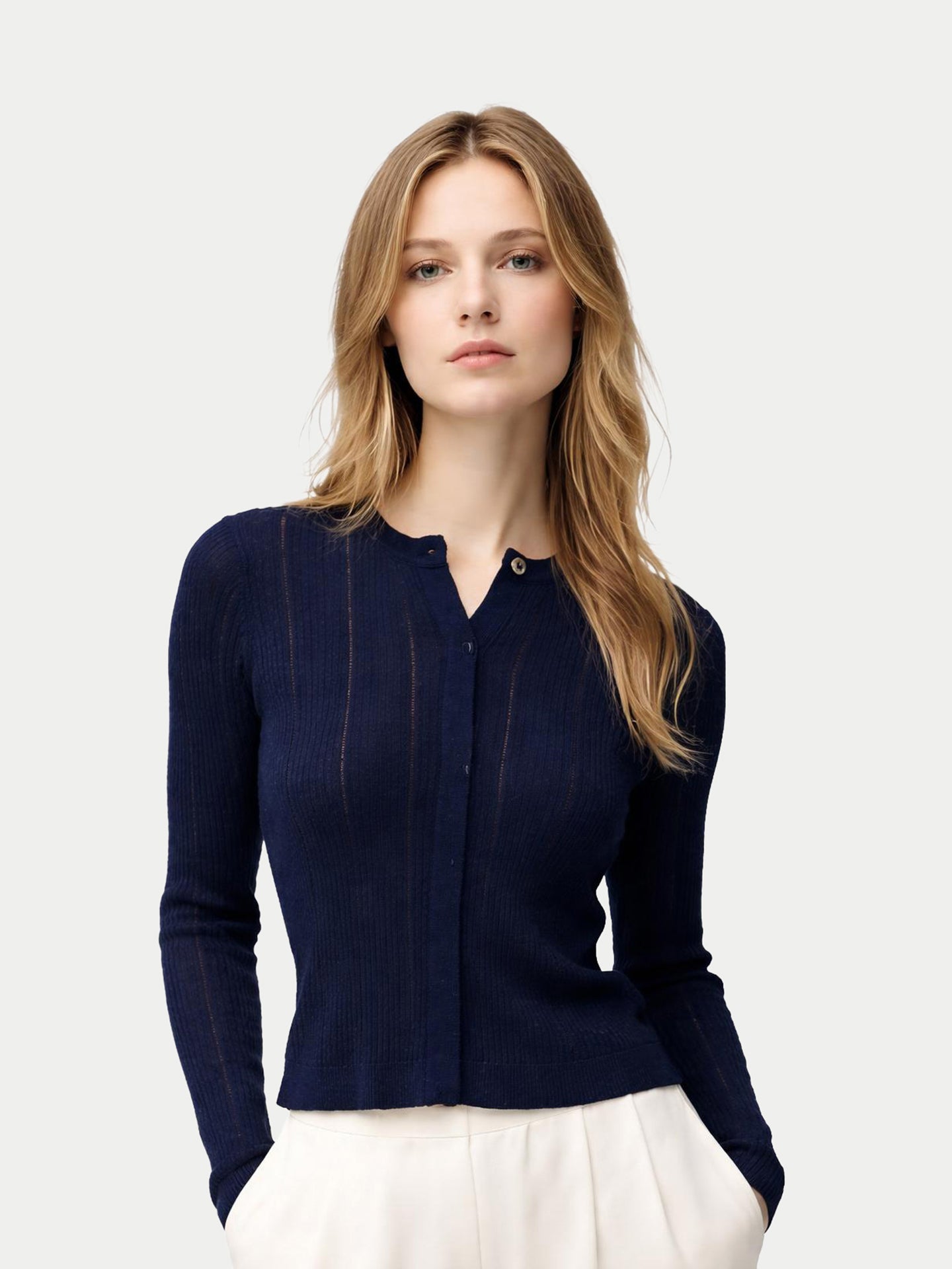 Kaschmir Seide Strickjacke mit verdeckten Knöpfen | GOBI