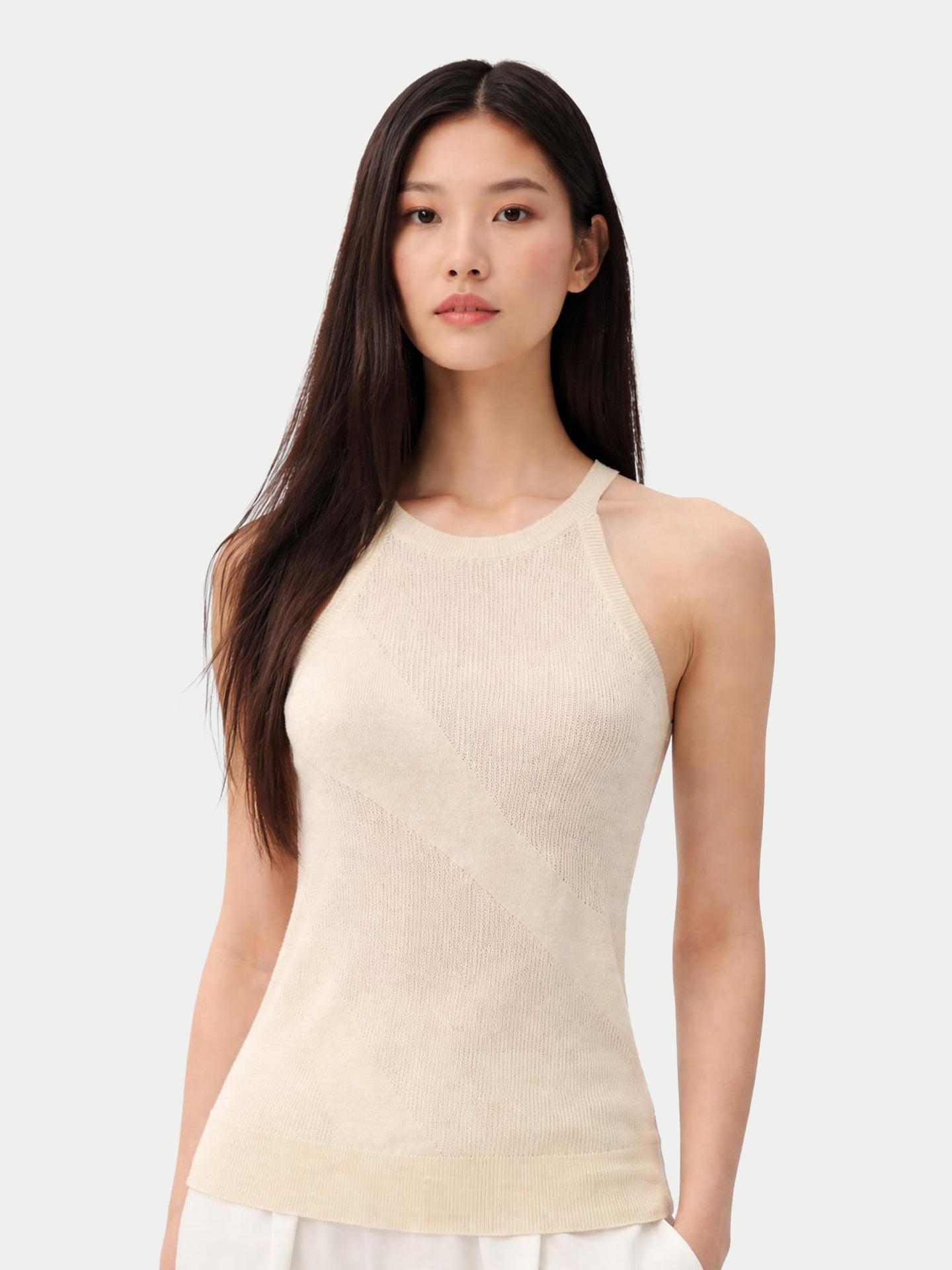 Kaschmir-Top in Naturfarbe Weiß – Weicher Feinstrick | GOBI DE