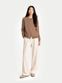 Damen R-Ausschnitt Strickjacke Knöpfen Taupe | GOBI Cashmere