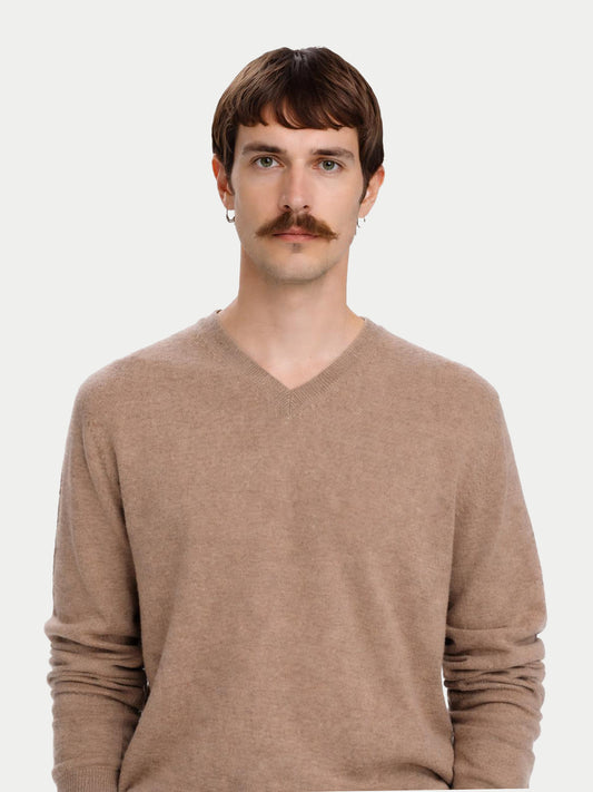 Herren V-Ausschnitt Pullover Taupe | GOBI Cashmere