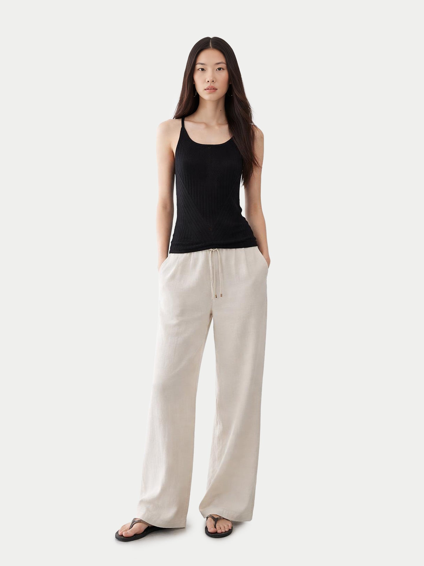 Damen Schwarz Ärmelloses Top aus Seide-Kaschmir | Gobi Cashmere