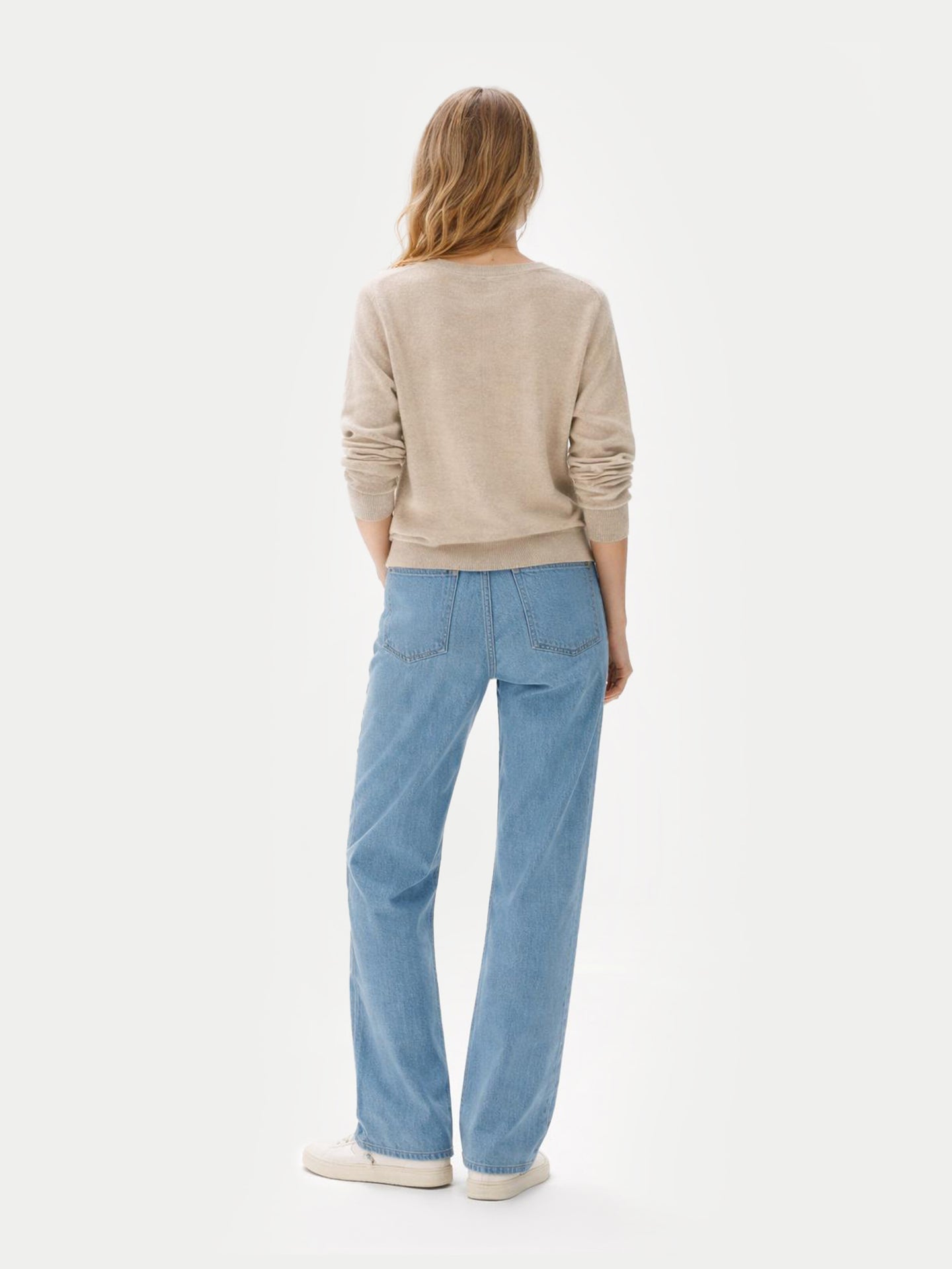 Kaschmirpullover Damen V-Ausschnitt Warmes Grau - Gobi Cashmere