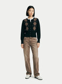 Damen Kaschmir-Cardigan mit Argyle | GOBI Cashmere #color_schwarz