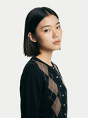 Damen Kaschmir-Cardigan mit Argyle | GOBI Cashmere