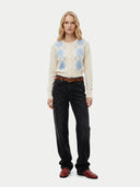 Damen Kaschmir-Cardigan mit Argyle | GOBI Cashmere #color_coconut-milk