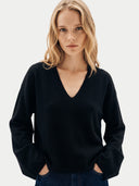 Kaschmir-Pullover mit tiefem V-Ausschnitt