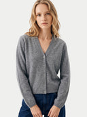 Kaschmir-Strickjacke mit V-Ausschnitt