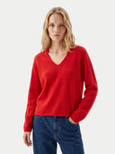 Kaschmir-Pullover mit tiefem V-Ausschnitt