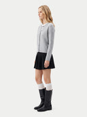 Kaschmir-Strickjacke mit Rundhalsausschnitt und Zopfmuster