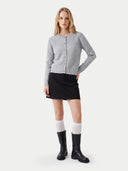 Kaschmir-Strickjacke mit Rundhalsausschnitt und Zopfmuster