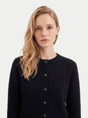 Kaschmir-Strickjacke mit Rundhalsausschnitt und Zopfmuster