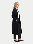 Lange Kaschmir-Strickjacke mit Schalkragen