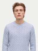 Kaschmir-Pullover mit Zopfmuster und Rundhalsausschnitt
