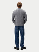 Kaschmir-Strickjacke mit Zopfmuster und Kragen-Gobi Cashmere