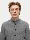 Kaschmir-Strickjacke mit Zopfmuster und Kragen-Gobi Cashmere
