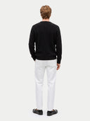 Kaschmir-Pullover mit Zopfmuster und Rundhalsausschnitt