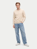 Kaschmir-Pullover mit Zopfmuster und Rundhalsausschnitt