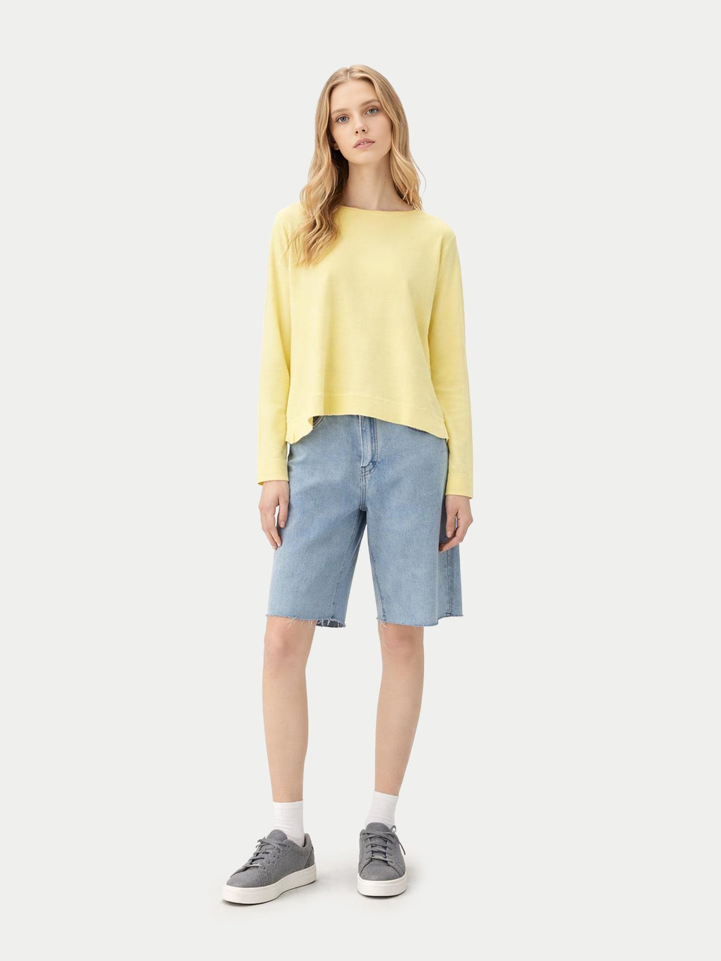 Pullover mit Bootsausschnitt aus Baumwoll-Seiden-Kaschmir-Mischung