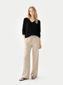 Damen Kashmir V-Ausschnitt Pullover Schwarz | GOBI Cashmere