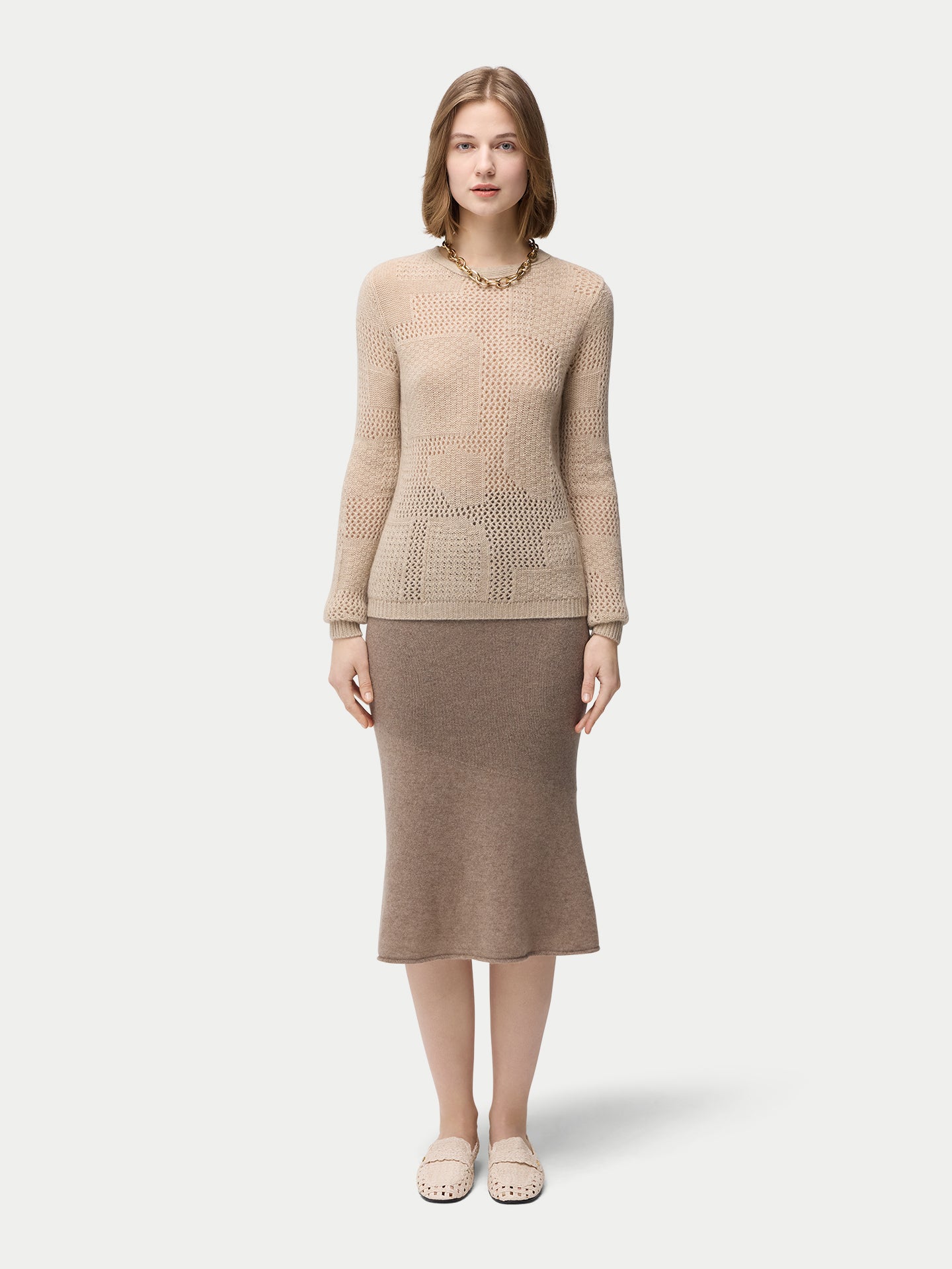 Kaschmir-Pullover mit strukturierter, organischer Farbtönung