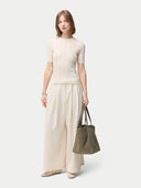 Ajourstrick-Top aus Kaschmir-Seide in Whisper White | GOBI DE