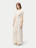 Ajourstrick-Top aus Kaschmir-Seide in Whisper White | GOBI DE