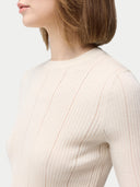 Ajourstrick-Top aus Kaschmir-Seide in Whisper White | GOBI DE