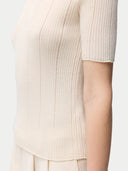 Ajourstrick-Top aus Kaschmir-Seide in Whisper White | GOBI DE