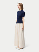 Ajourstrick-Top aus Kaschmir-Seide in Navy | GOBI DE