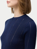 Ajourstrick-Top aus Kaschmir-Seide in Navy | GOBI DE