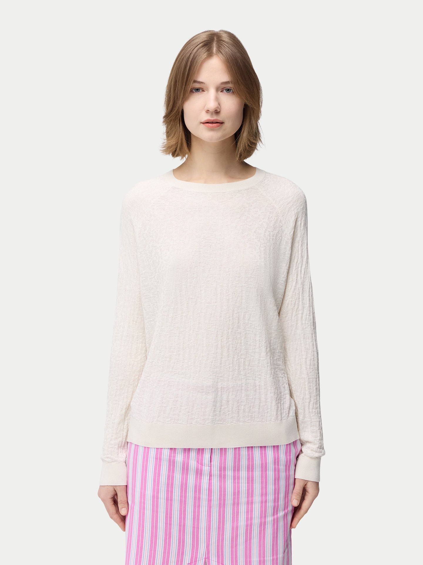 Pullover mit Struktur aus Seide-Kaschmir