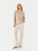 Naturfarbe Basic Rollkragenpullover aus Kaschmir