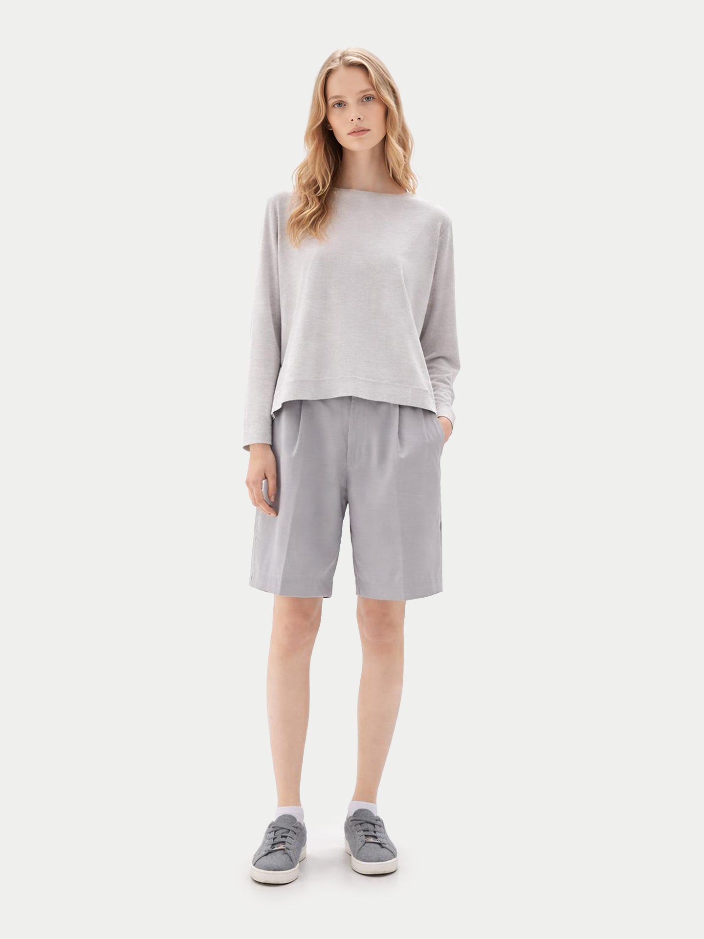 Pullover mit Bootsausschnitt aus Baumwoll-Seiden-Kaschmir-Mischung