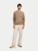 Herren V-Ausschnitt Pullover Taupe | GOBI Cashmere