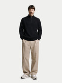 Basic Kaschmirpullover mit Halbreißverschluss