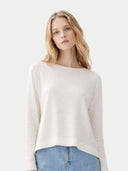 Pullover mit Bootsausschnitt aus Baumwoll-Seiden-Kaschmir-Mischung
