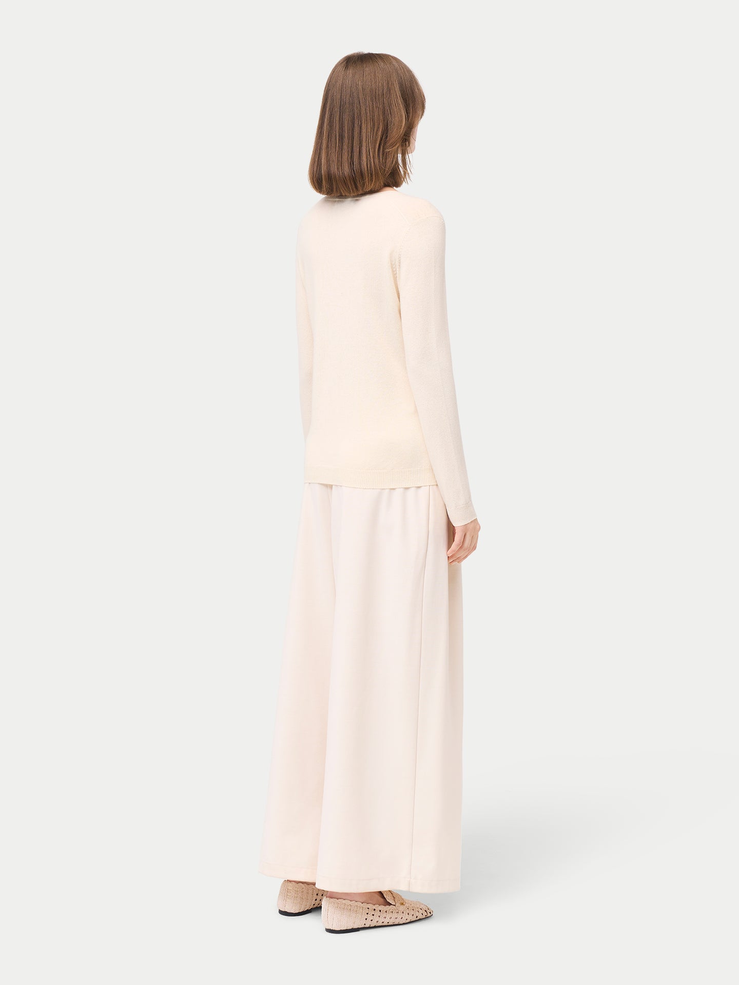 Basic V-Ausschnitt Kaschmirpullover