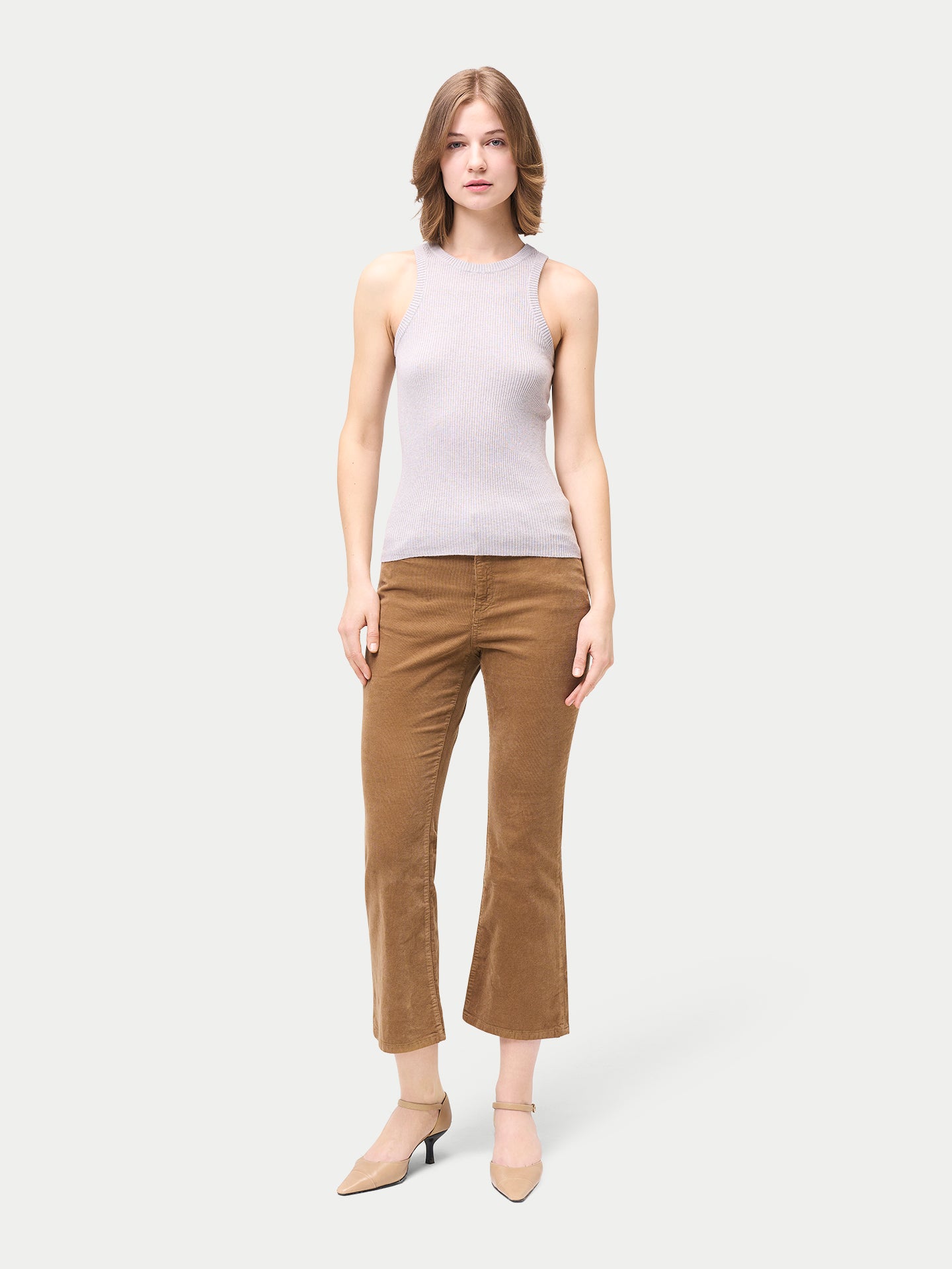 Geripptes Tank-Top aus Baumwoll-Seiden-Kaschmir-Mischung