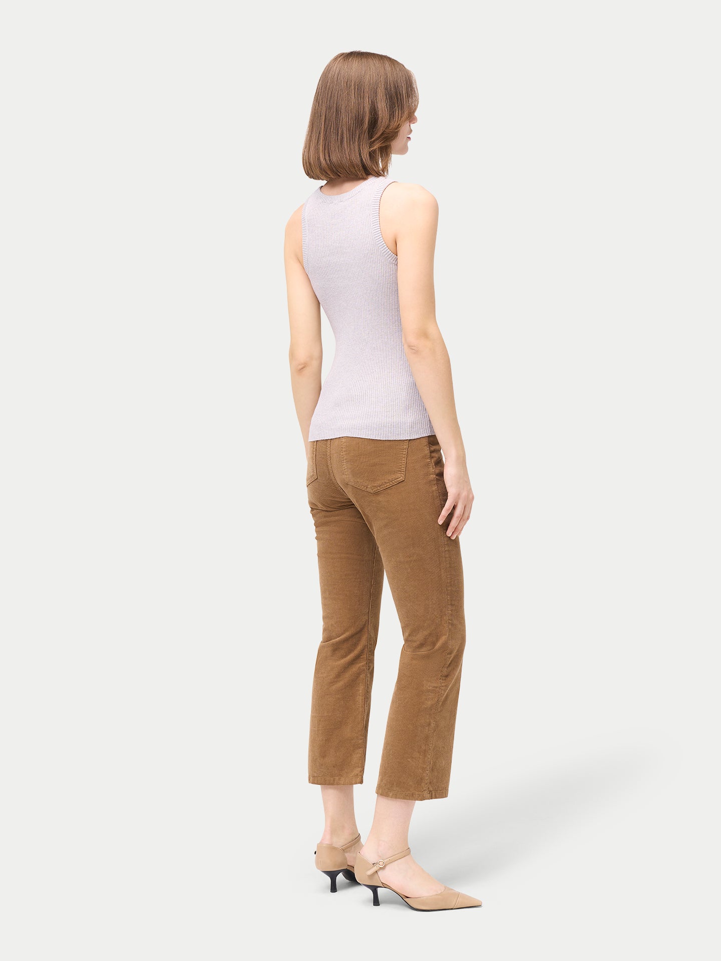 Geripptes Tank-Top aus Baumwoll-Seiden-Kaschmir-Mischung