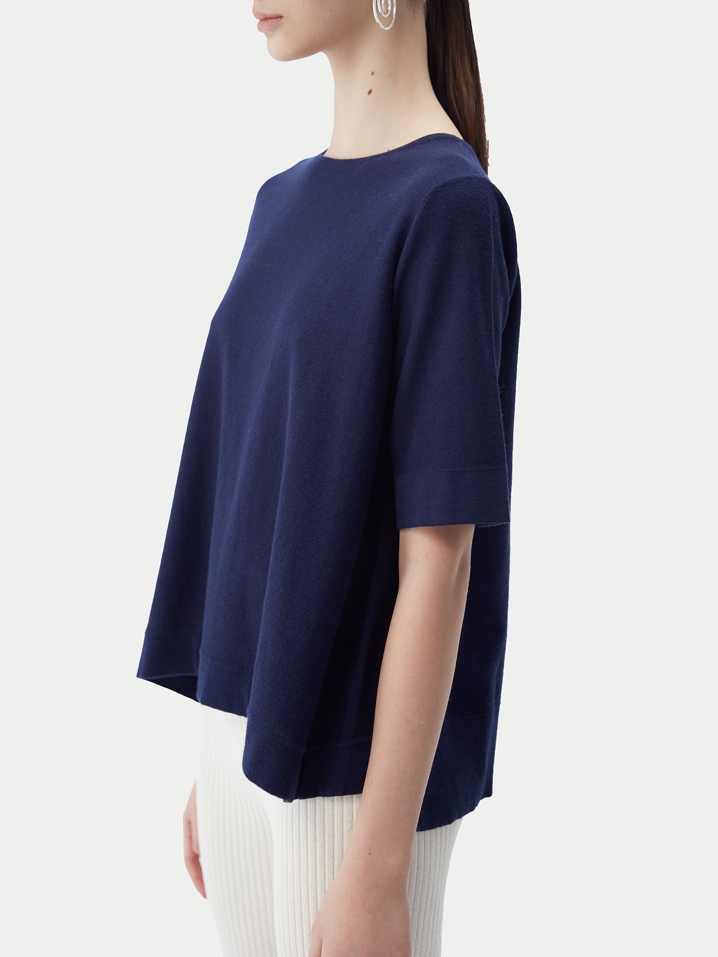 T-Shirt mit Box-Cut aus Baumwoll-Seiden-Kaschmir-Mischung