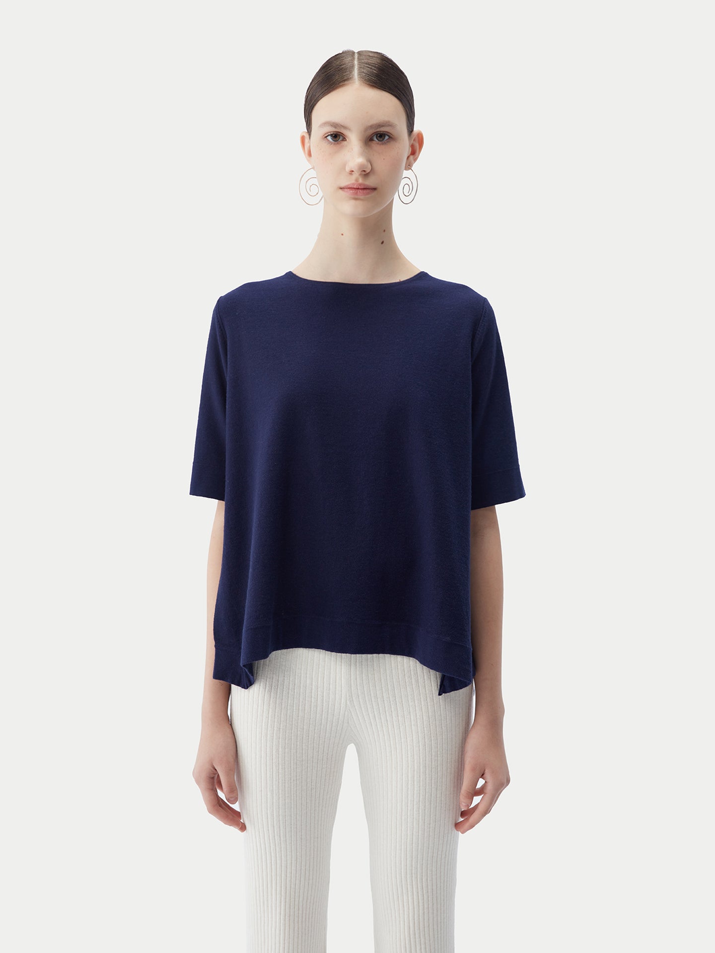 T-Shirt mit Box-Cut aus Baumwoll-Seiden-Kaschmir-Mischung