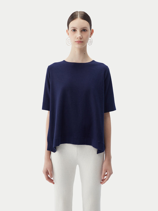 T-Shirt mit Box-Cut aus Baumwoll-Seiden-Kaschmir-Mischung