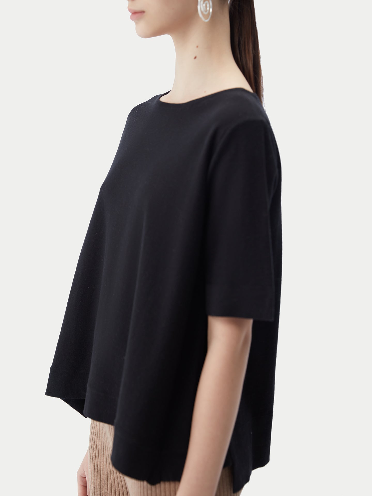 T-Shirt mit Box-Cut aus Baumwoll-Seiden-Kaschmir-Mischung