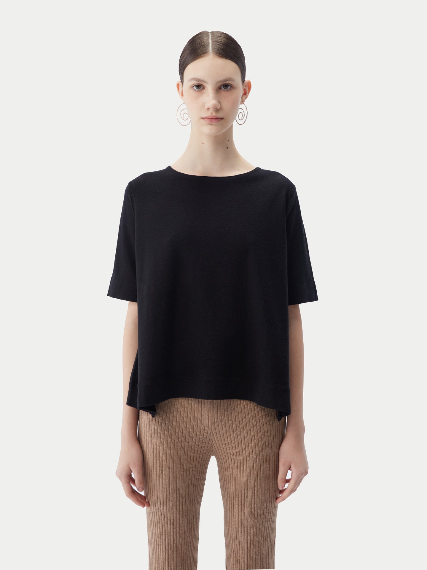 T-Shirt mit Box-Cut aus Baumwoll-Seiden-Kaschmir-Mischung