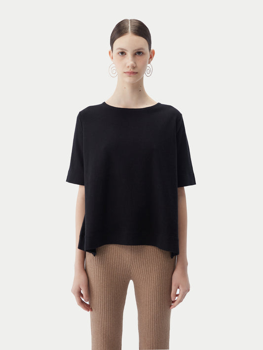 T-Shirt mit Box-Cut aus Baumwoll-Seiden-Kaschmir-Mischung
