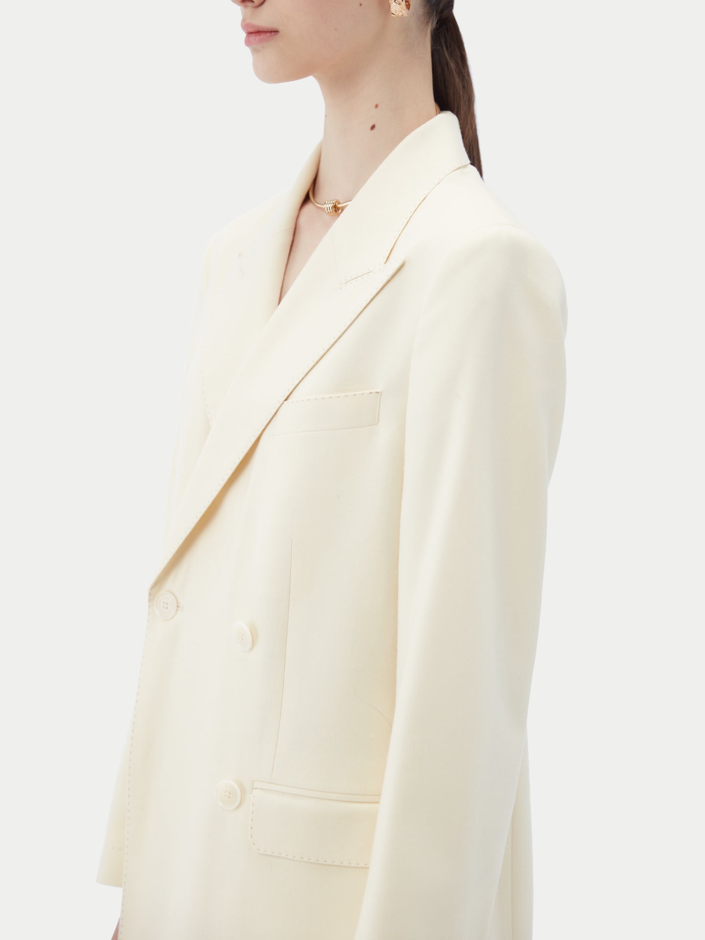 Naturfarbe Kaschmir Zweireiher-Blazer