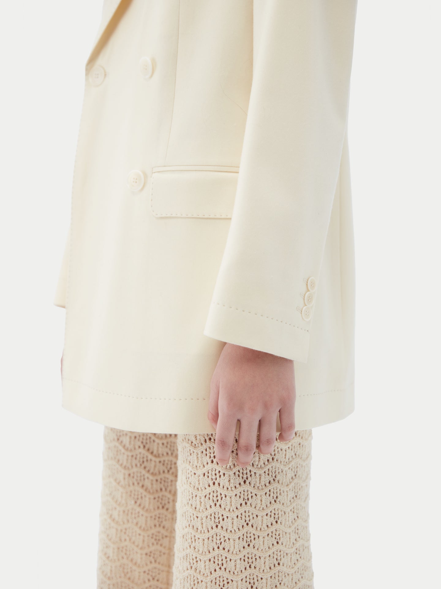 Naturfarbe Kaschmir Zweireiher-Blazer