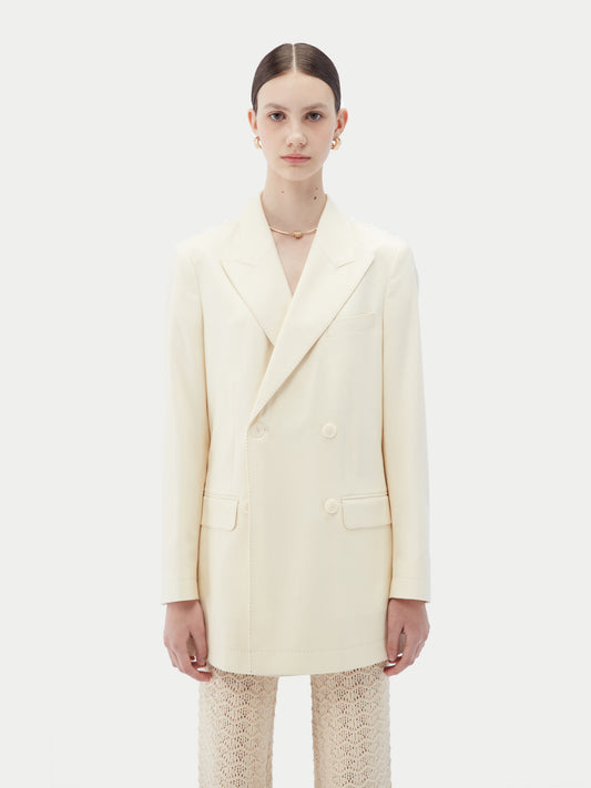 Naturfarbe Kaschmir Zweireiher-Blazer